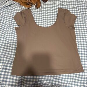 Old Navy Brown Women's scoop neck t shirt. Double layer fabric